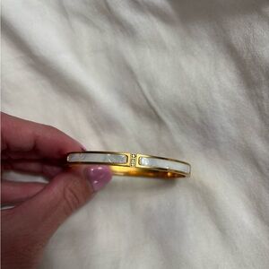 Elegant Gold and White Bangle Bracelet